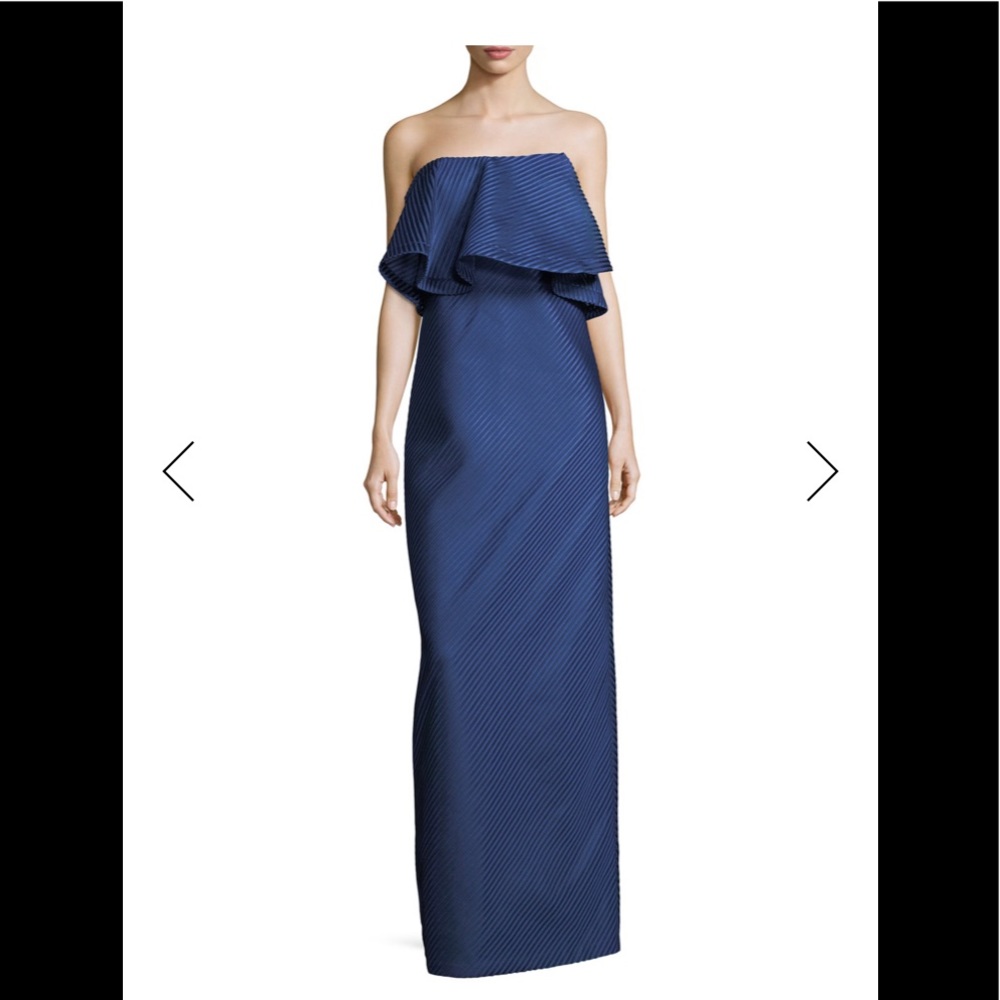 NWT Halston Heritage Strapless Flounce Mesh Gown size 2